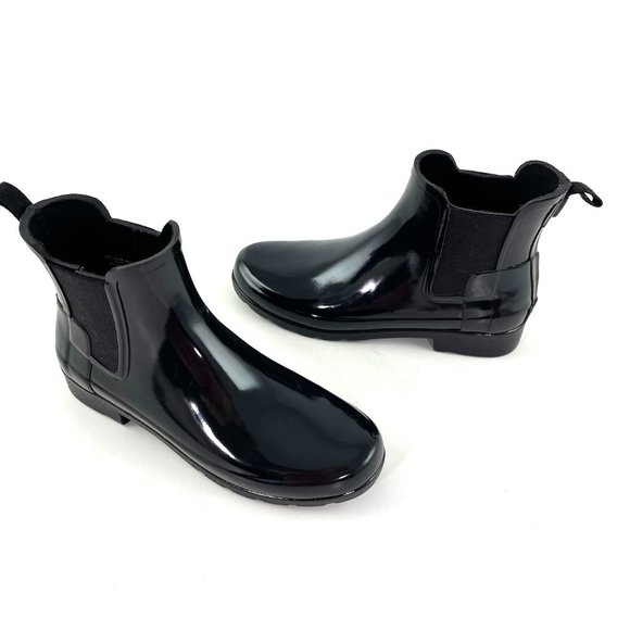 New Hunter Black Rubber Ankle Rain Boots 38 7 - Picture 2 of 11